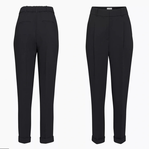 NWT Aritzia Wilfred Dashwood Pant - Black Crepette High-waisted pleated trousers - Picture 6 of 16